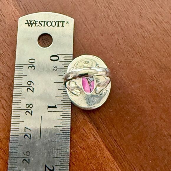 Unique Cotton Candy Turquoise Oval Cabochon Ring Sterling Silver Size 7 New - Picture 8 of 9
